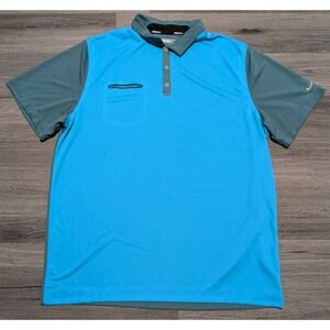 Nike Golf Tour Performance Men's Blue Teal Color Block Golf Polo Size 2XL